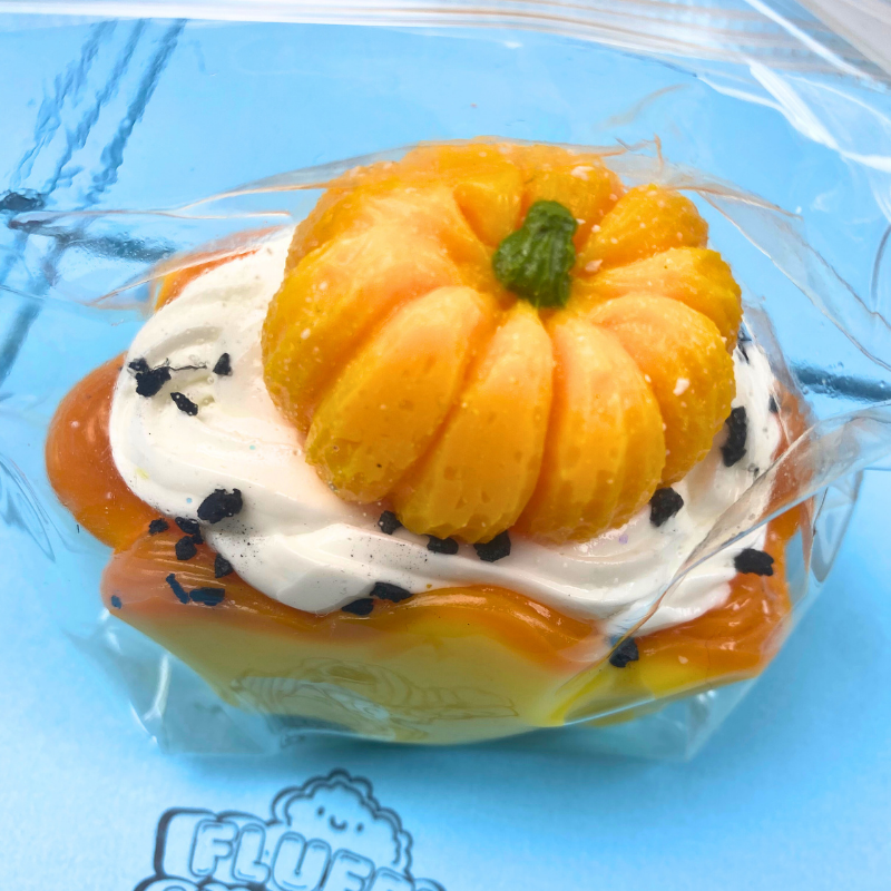 Egg Tart with Orange Squishy – Cute Silicone Squeeze Toy