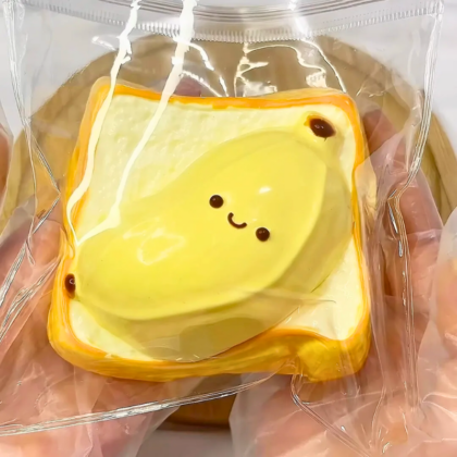 Banana Toast Bread Silicone Pinch Taba Squishy Toys